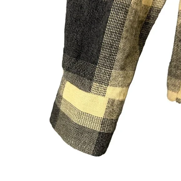 Ocean Current Mens Flannel Size M Black/Yellow Plaid Cotton Button Up GUC - Picture 4 of 11